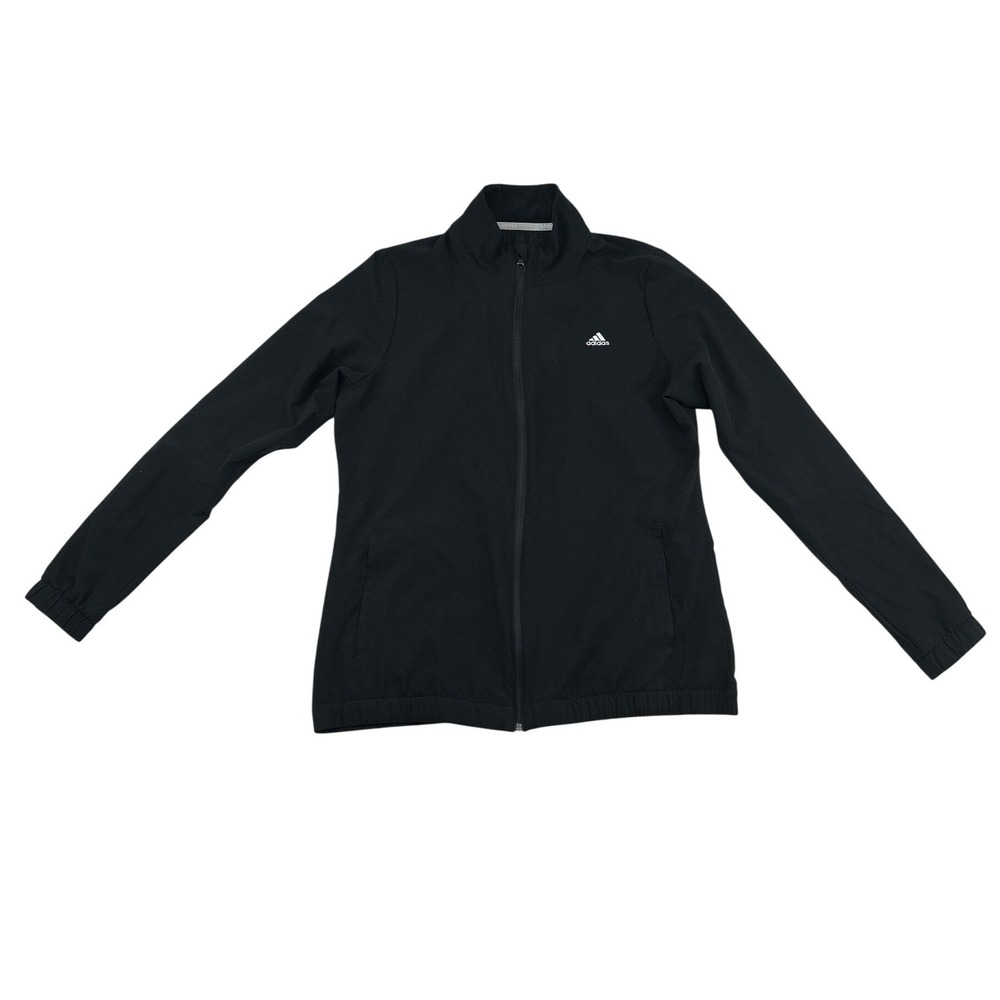 Adidas Golf Jacket‎ Womens M Black Full Zip Mock Neck Activewear Solid Logo